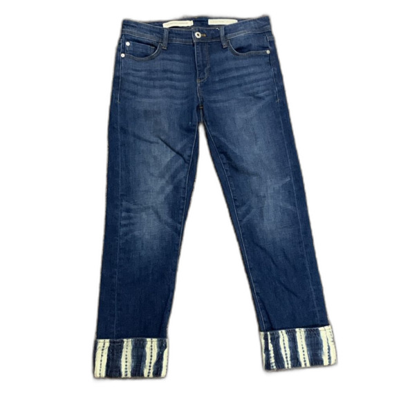 Pilcro Anthropologie High Rise Shibori Tie Dye Cuff Slim Boyfriend Jeans Size 26 - Picture 2 of 16